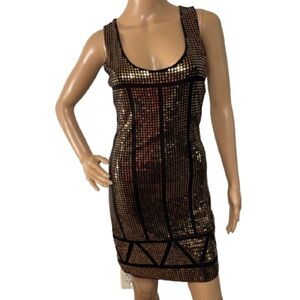 Angie Black/Gold Sequin BodyCon Party Dress Size S